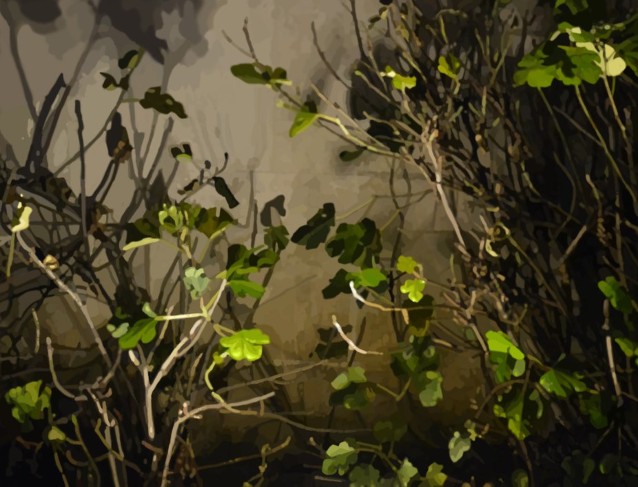 Ttrafalgar Square, Winter. Shrubs leaning against the front of the National Gallery