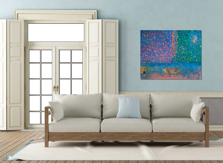 Blue and gray classic living room