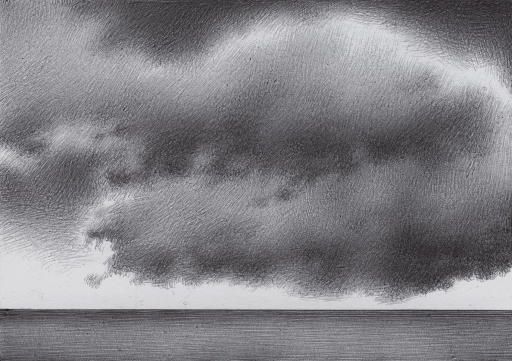 fuffly clouds on the sea, grey shade