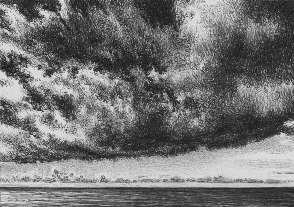 Sky cloudness. The Clouds run bring by the wind over the sea