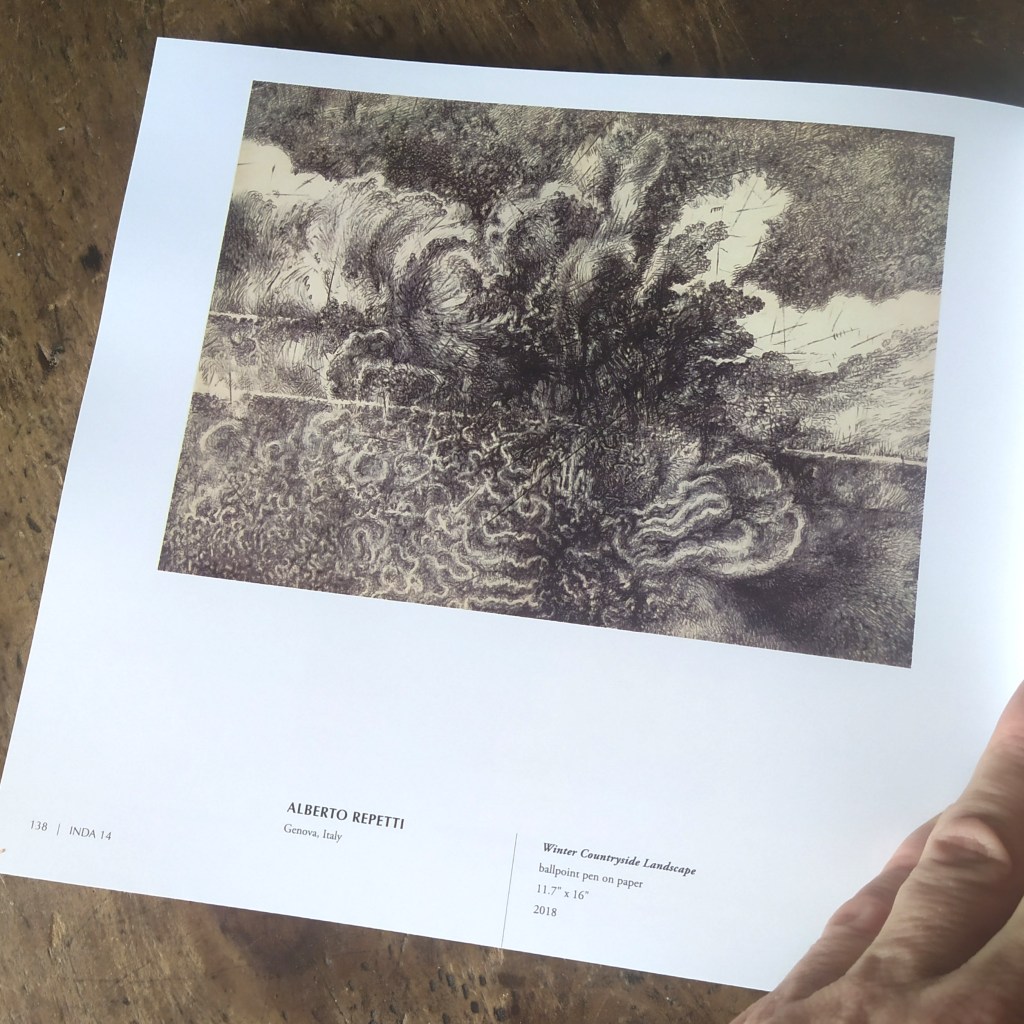 Interior of INDA 14 Manifest International drawing annual with my work selected