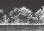 Seafront. Clouds at the horizon. Ballpoint Pen on Cardboard, 14,8 x 10,5 cm, June 2021