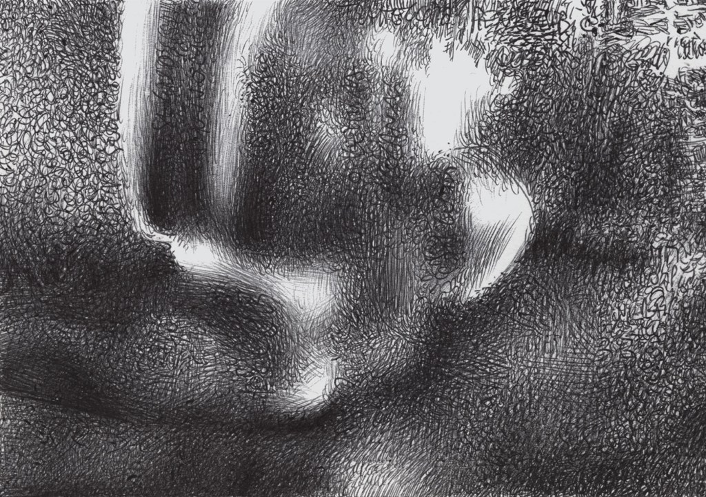 The abstarc figure of a gardener on his knees