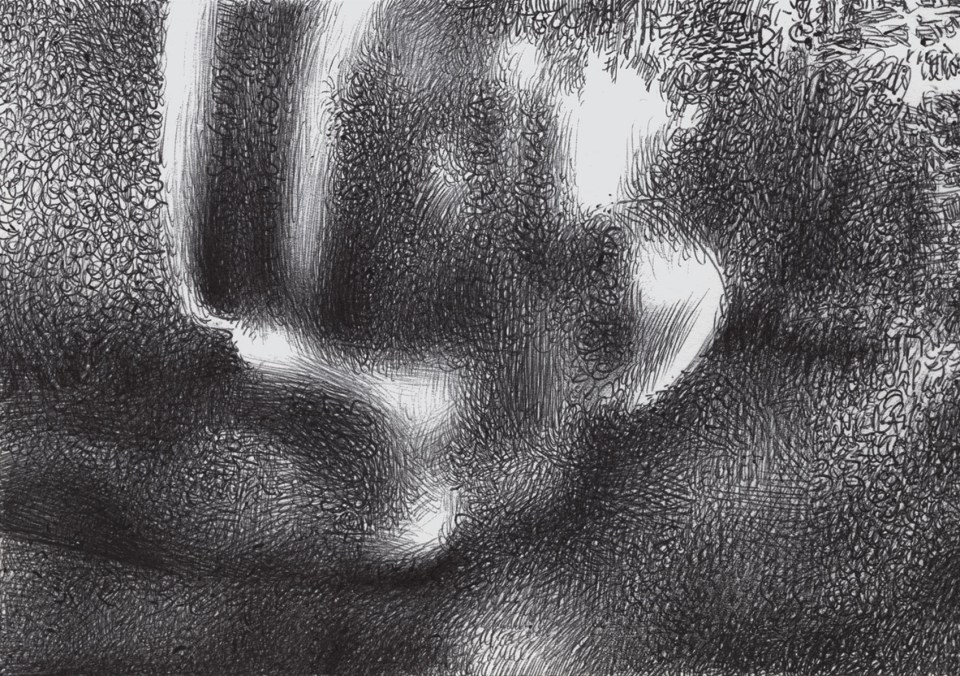 The abstarc figure of a gardener on his knees