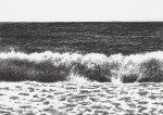 ballpoint pen drawing the wave view from the beach running in front of the viewer